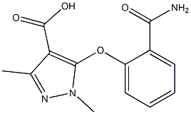 5-(2-carbamoylphenoxy)-1,3-dimethyl-1H-pyrazole-4-carboxylic acid 化学構造式