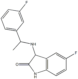 5-fluoro-3-{[1-(3-fluorophenyl)ethyl]amino}-2,3-dihydro-1H-indol-2-one Struktur