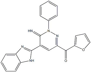 [5-(1H-benzimidazol-2-yl)-6-imino-1-phenyl-1,6-dihydro-3-pyridazinyl](2-furyl)methanone Structure