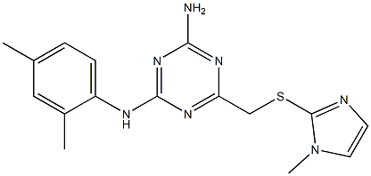 N-(4-amino-6-{[(1-methyl-1H-imidazol-2-yl)sulfanyl]methyl}-1,3,5-triazin-2-yl)-N-(2,4-dimethylphenyl)amine Struktur