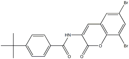 4-tert-butyl-N-(6,8-dibromo-2-oxo-2H-chromen-3-yl)benzamide 结构式