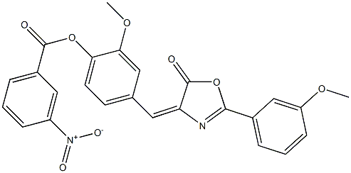 2-methoxy-4-[(2-(3-methoxyphenyl)-5-oxo-1,3-oxazol-4(5H)-ylidene)methyl]phenyl 3-nitrobenzoate