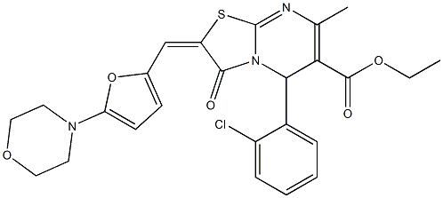  ethyl 5-(2-chlorophenyl)-7-methyl-2-{[5-(4-morpholinyl)-2-furyl]methylene}-3-oxo-2,3-dihydro-5H-[1,3]thiazolo[3,2-a]pyrimidine-6-carboxylate