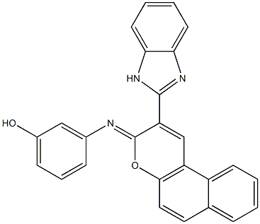 3-{[2-(1H-benzimidazol-2-yl)-3H-benzo[f]chromen-3-ylidene]amino}phenol Structure