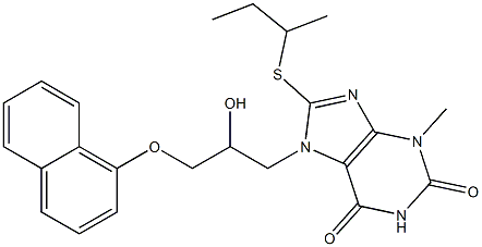 8-(sec-butylsulfanyl)-7-[2-hydroxy-3-(1-naphthyloxy)propyl]-3-methyl-3,7-dihydro-1H-purine-2,6-dione 结构式