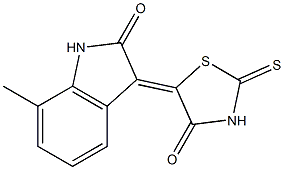 7-methyl-3-(4-oxo-2-thioxo-1,3-thiazolidin-5-ylidene)-1,3-dihydro-2H-indol-2-one Struktur
