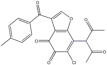 7-(1-acetyl-2-oxopropyl)-6-chloro-3-(4-methylbenzoyl)-1-benzofuran-4,5-dione Structure