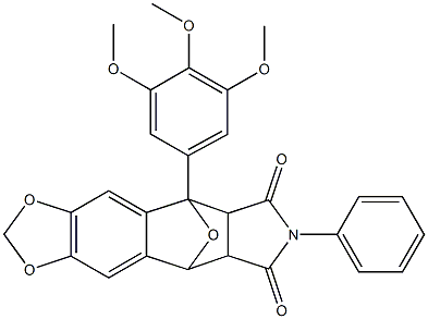 7-phenyl-5-(3,4,5-trimethoxyphenyl)-8a,9-dihydro-5H-5,9-epoxy[1,3]benzodioxolo[5,6-f]isoindole-6,8(5aH,7H)-dione Structure