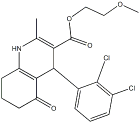 2-methoxyethyl 4-(2,3-dichlorophenyl)-2-methyl-5-oxo-1,4,5,6,7,8-hexahydro-3-quinolinecarboxylate Struktur