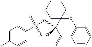S-[3-chloro-4-oxo-3,4-dihydrospiro(2H-chromene-2,1'-cyclohexane)-3-yl] 4-methylbenzenesulfonothioate 化学構造式