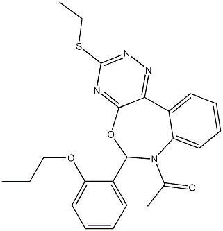 2-[7-acetyl-3-(ethylsulfanyl)-6,7-dihydro[1,2,4]triazino[5,6-d][3,1]benzoxazepin-6-yl]phenyl propyl ether Struktur