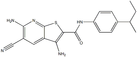 3,6-diamino-5-cyano-N-[4-(1-methylpropyl)phenyl]thieno[2,3-b]pyridine-2-carboxamide Structure
