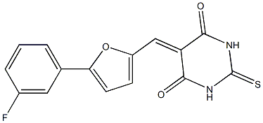 5-{[5-(3-fluorophenyl)-2-furyl]methylene}-2-thioxodihydropyrimidine-4,6(1H,5H)-dione Structure