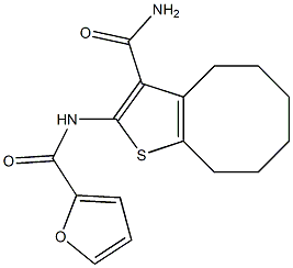 N-[3-(aminocarbonyl)-4,5,6,7,8,9-hexahydrocycloocta[b]thien-2-yl]-2-furamide Struktur