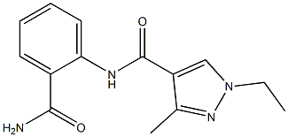 N-[2-(aminocarbonyl)phenyl]-1-ethyl-3-methyl-1H-pyrazole-4-carboxamide Struktur