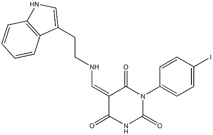 5-({[2-(1H-indol-3-yl)ethyl]amino}methylene)-1-(4-iodophenyl)-2,4,6(1H,3H,5H)-pyrimidinetrione|
