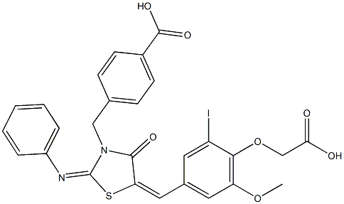  4-{[5-[4-(carboxymethoxy)-3-iodo-5-methoxybenzylidene]-4-oxo-2-(phenylimino)-1,3-thiazolidin-3-yl]methyl}benzoic acid