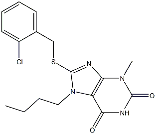 7-butyl-8-[(2-chlorobenzyl)sulfanyl]-3-methyl-3,7-dihydro-1H-purine-2,6-dione Structure