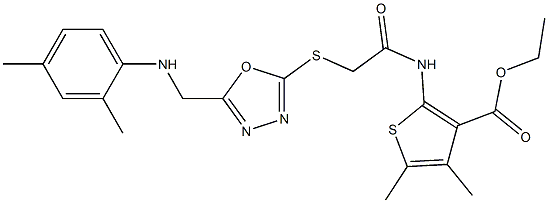  ethyl 2-{[({5-[(2,4-dimethylanilino)methyl]-1,3,4-oxadiazol-2-yl}sulfanyl)acetyl]amino}-4,5-dimethyl-3-thiophenecarboxylate