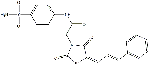 N-[4-(aminosulfonyl)phenyl]-2-[2,4-dioxo-5-(3-phenyl-2-propenylidene)-1,3-thiazolidin-3-yl]acetamide 结构式