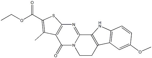  ethyl 9-methoxy-3-methyl-4-oxo-4,6,7,12-tetrahydrothieno[2'',3'':4',5']pyrimido[1',2':1,2]pyrido[3,4-b]indole-2-carboxylate