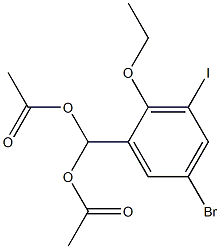 (acetyloxy)(5-bromo-2-ethoxy-3-iodophenyl)methyl acetate Struktur