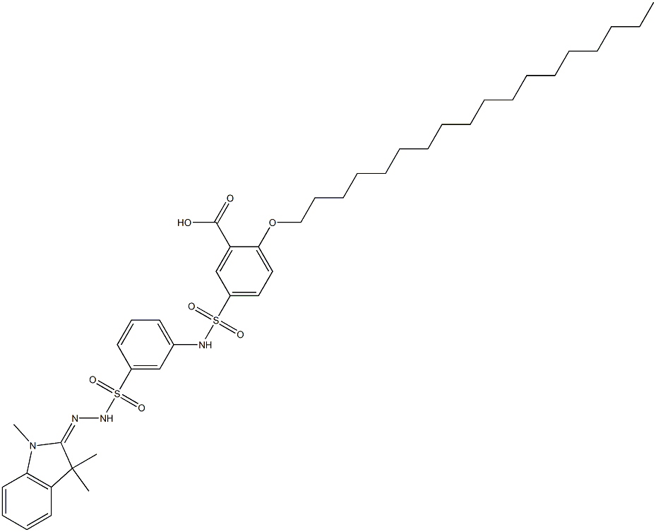 2-(octadecyloxy)-5-[(3-{[2-(1,3,3-trimethyl-1,3-dihydro-2H-indol-2-ylidene)hydrazino]sulfonyl}anilino)sulfonyl]benzoic acid Structure