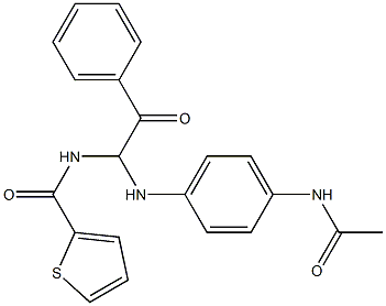 N-{1-[4-(acetylamino)anilino]-2-oxo-2-phenylethyl}-2-thiophenecarboxamide Struktur