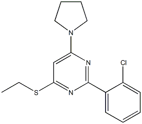 2-(2-chlorophenyl)-6-(1-pyrrolidinyl)-4-pyrimidinyl ethyl sulfide Struktur
