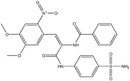 N-(1-{[4-(aminosulfonyl)anilino]carbonyl}-2-{2-nitro-4,5-dimethoxyphenyl}vinyl)benzamide Struktur