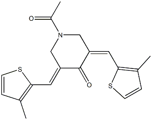 1-acetyl-3,5-bis[(3-methyl-2-thienyl)methylene]-4-piperidinone Structure