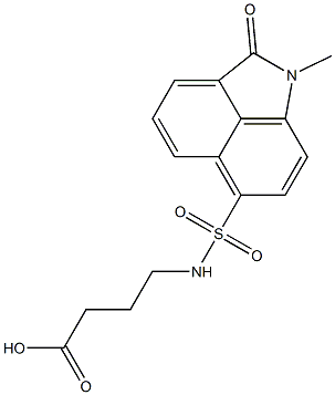 4-{[(1-methyl-2-oxo-1,2-dihydrobenzo[cd]indol-6-yl)sulfonyl]amino}butanoic acid Struktur