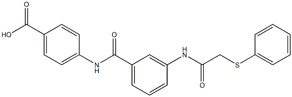 4-[(3-{[(phenylsulfanyl)acetyl]amino}benzoyl)amino]benzoic acid Struktur