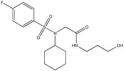 2-{cyclohexyl[(4-fluorophenyl)sulfonyl]amino}-N-(3-hydroxypropyl)acetamide 结构式