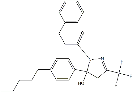 5-(4-pentylphenyl)-1-(3-phenylpropanoyl)-3-(trifluoromethyl)-4,5-dihydro-1H-pyrazol-5-ol