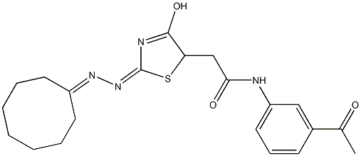 N-(3-acetylphenyl)-2-[2-(cyclooctylidenehydrazono)-4-hydroxy-2,5-dihydro-1,3-thiazol-5-yl]acetamide Structure
