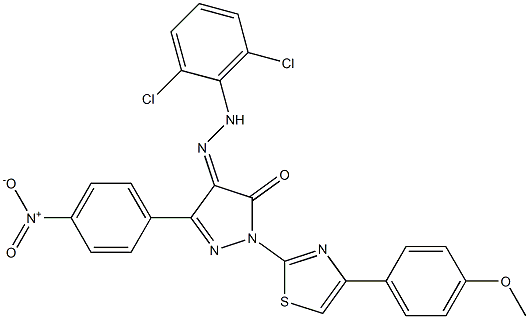 1-[4-(4-methoxyphenyl)-1,3-thiazol-2-yl]-3-(4-nitrophenyl)-1H-pyrazole-4,5-dione 4-[N-(2,6-dichlorophenyl)hydrazone]