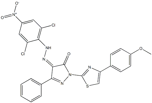 1-[4-(4-methoxyphenyl)-1,3-thiazol-2-yl]-3-phenyl-1H-pyrazole-4,5-dione 4-[N-(2,6-dichloro-4-nitrophenyl)hydrazone]