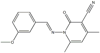 1-{[(E)-(3-methoxyphenyl)methylidene]amino}-4,6-dimethyl-2-oxo-1,2-dihydro-3-pyridinecarbonitrile Structure