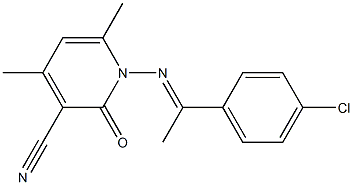 1-{[(E)-1-(4-chlorophenyl)ethylidene]amino}-4,6-dimethyl-2-oxo-1,2-dihydro-3-pyridinecarbonitrile Struktur