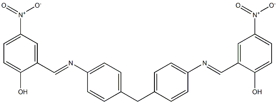 2-({[4-(4-{[(E)-(2-hydroxy-5-nitrophenyl)methylidene]amino}benzyl)phenyl]imino}methyl)-4-nitrophenol Struktur