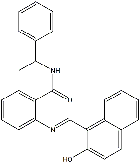 2-{[(E)-(2-hydroxy-1-naphthyl)methylidene]amino}-N-(1-phenylethyl)benzamide Struktur