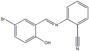 2-{[(E)-(5-bromo-2-hydroxyphenyl)methylidene]amino}benzonitrile Struktur