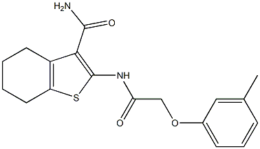2-{[2-(3-methylphenoxy)acetyl]amino}-4,5,6,7-tetrahydro-1-benzothiophene-3-carboxamide,,结构式