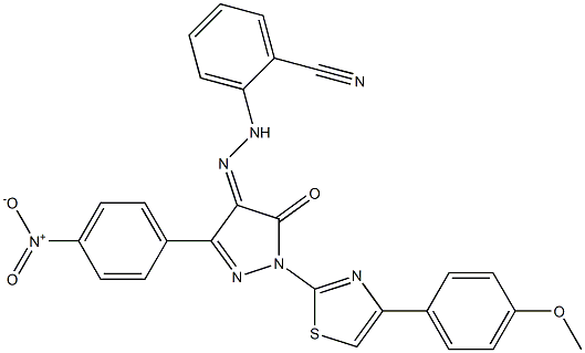2-{2-[1-[4-(4-methoxyphenyl)-1,3-thiazol-2-yl]-3-(4-nitrophenyl)-5-oxo-1,5-dihydro-4H-pyrazol-4-ylidene]hydrazino}benzonitrile