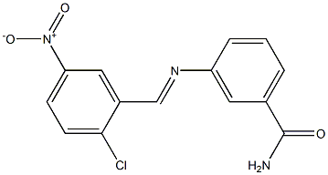 3-{[(E)-(2-chloro-5-nitrophenyl)methylidene]amino}benzamide Struktur