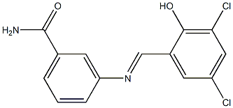 3-{[(E)-(3,5-dichloro-2-hydroxyphenyl)methylidene]amino}benzamide Structure