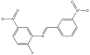 2-fluoro-5-nitro-N-[(E)-(3-nitrophenyl)methylidene]aniline 化学構造式