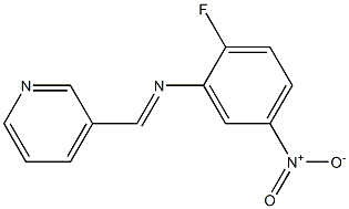 2-fluoro-5-nitro-N-[(E)-3-pyridinylmethylidene]aniline 化学構造式