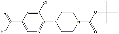 6-[4-(tert-butoxycarbonyl)piperazino]-5-chloronicotinic acid 结构式